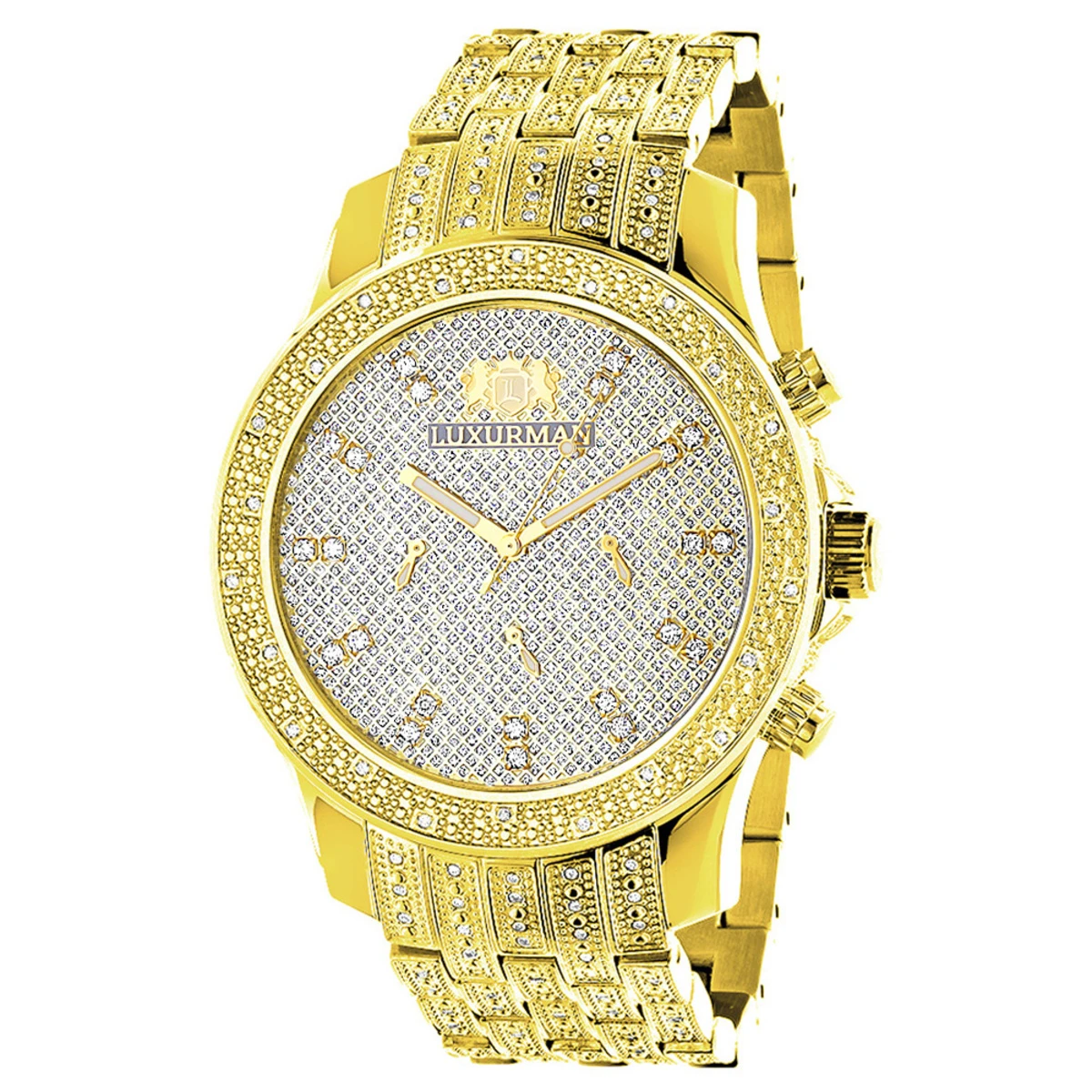Luxurman Men's Diamond Watch Yellow Gold Tone 1ct 1 Luxurman Men's Diamond Watch Yellow Gold Tone 1ct