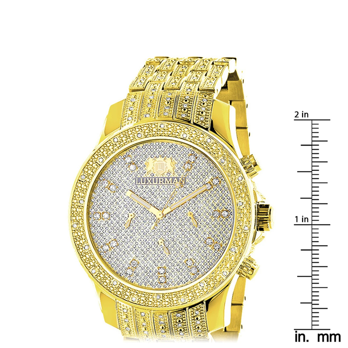 Luxurman Men's Diamond Watch Yellow Gold Tone 1ct 5 Luxurman Men's Diamond Watch Yellow Gold Tone 1ct - Image 5