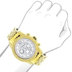 Luxurman Men's Diamond Raptor Yellow Gold Plated Watch 0.5ct -PNZ Watches Shop luxurman mens diamond watches raptor yellow gold plated watch 05ct bod