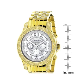 Luxurman Men's Diamond Raptor Yellow Gold Plated Watch 0.5ct -PNZ Watches Shop luxurman mens diamond watches raptor yellow gold plated watch 05ct ruler