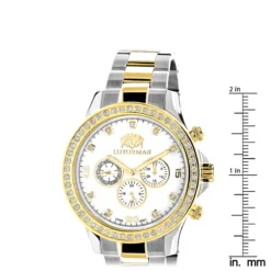 Luxurman Men's Diamond Yellow White Gold Plated Swiss Quartz Liberty Watch -PNZ Watches Shop luxurman mens diamond watches yellow white gold plated swiss quartz liberty ruler