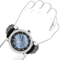 Luxurman Men's VS Diamond Bezel Watch 4 Ct Blue MOP -PNZ Watches Shop luxurman mens vs diamond bezel watch 450ct blue mop p 8270bod