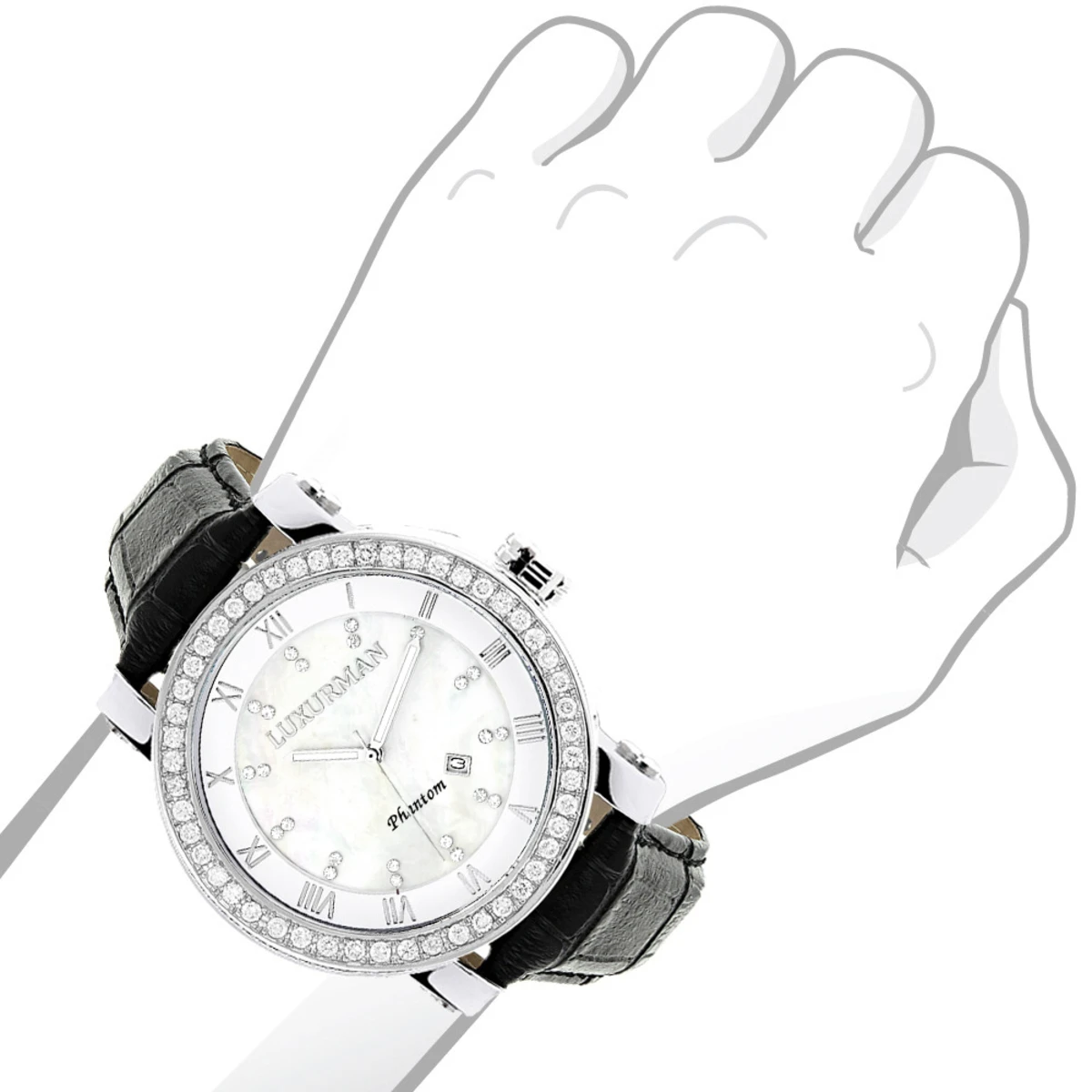 Luxurman Men's VS Diamond Watch 4 Ct White MOP 3 Luxurman Men's VS Diamond Watch 4 Ct White MOP - Image 3