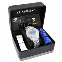 Luxurman Men's Real Diamond Wrist Watch 1.25ct -PNZ Watches Shop luxurman mens watches real diamond wrist watch 125ct p 8267box