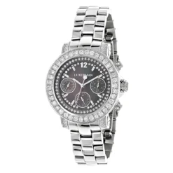 Luxurman Oversized Diamond Watch For Women: Montana Black MOP 3ct