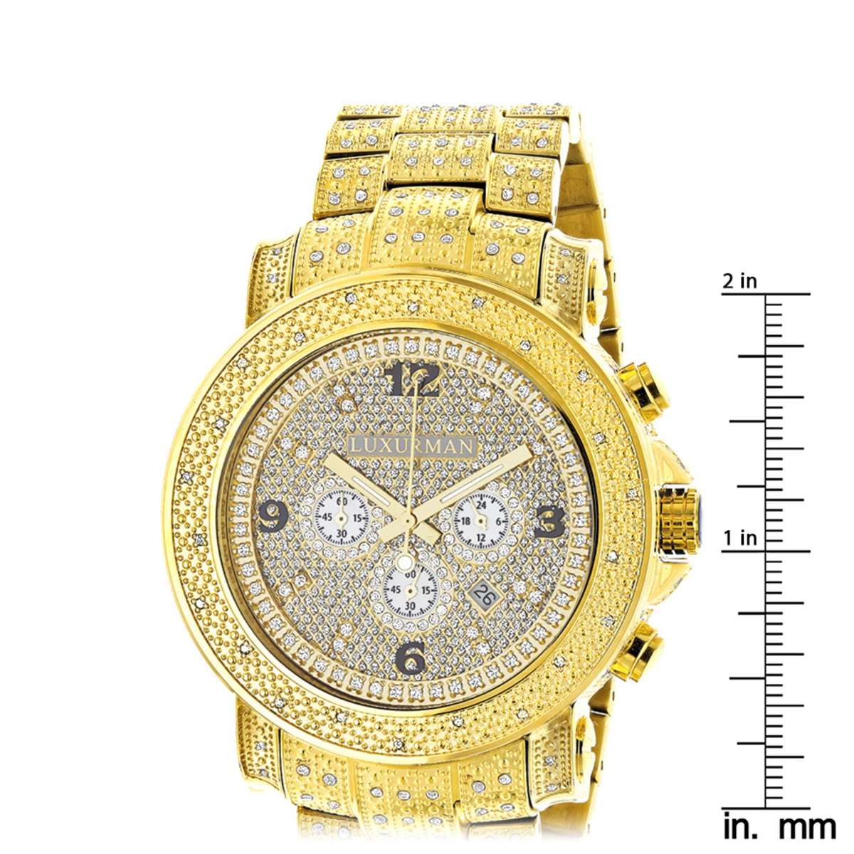 Luxurman Oversized Iced Out Men's Diamond Watch Yellow Gold 2ct 5 Luxurman Oversized Iced Out Men's Diamond Watch Yellow Gold 2ct - Image 5