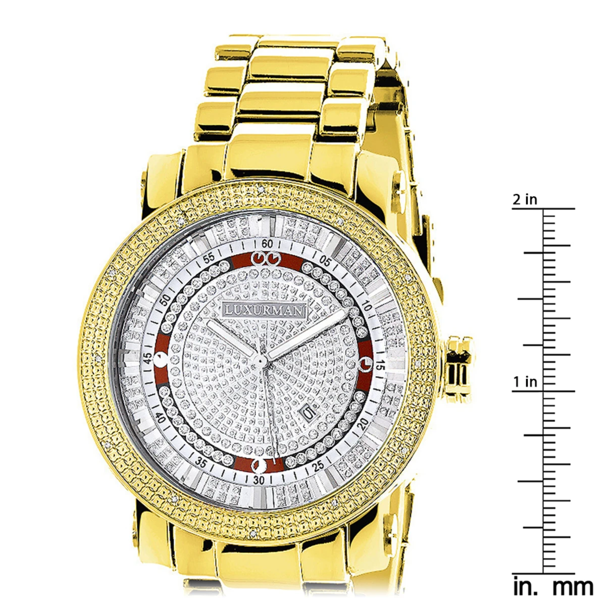 Luxurman Phantom Yellow Gold Plated Men's Diamond Watch Extra Large 0.12ct 5 Luxurman Phantom Yellow Gold Plated Men's Diamond Watch Extra Large 0.12ct - Image 5