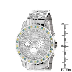 Luxurman Raptor Unique Men's Multicolor Diamond Watch 3.75ct -PNZ Watches Shop luxurman raptor unique mens multicolor diamond watch 375ct ruler