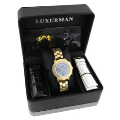 Luxurman Real Diamond Watch For Women 0.3ct Yellow Gold Plated Montana -PNZ Watches Shop luxurman real diamond watch for women 03ct yellow gold plated montana box
