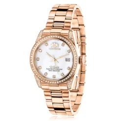 Luxurman Rose Gold Plated Diamond Watch For Women Tribeca Swiss Quartz