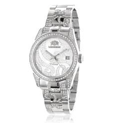 Luxurman Tribeca Women's Diamond Bezel & Band Watch 3ct Platinum Plated