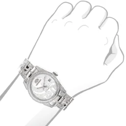Luxurman Tribeca Women's Diamond Bezel & Band Watch 3ct Platinum Plated -PNZ Watches Shop luxurman tribeca womens diamond bezel band watch 3ct platinum platedbod