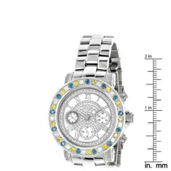 Luxurman Ladies White Yellow Blue Diamonds Watch 2.75ct 9 Luxurman Ladies White Yellow Blue Diamonds Watch 2.75ct -PNZ Watches Shop luxurman watches ladies color diamond watch 275ct p 35269 ruler
