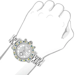Luxurman Ladies White Yellow Blue Diamonds Watch 2.75ct 7 Luxurman Ladies White Yellow Blue Diamonds Watch 2.75ct -PNZ Watches Shop luxurman watches ladies color diamond watch 275ct p 35269bod