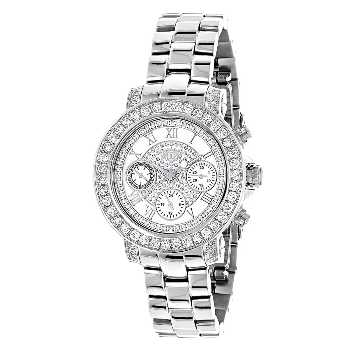 Luxurman Ladies Diamond Watch 3ct 1 Luxurman Ladies Diamond Watch 3ct