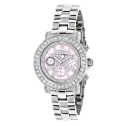 Luxurman Ladies Diamond Watch 3ct Pink