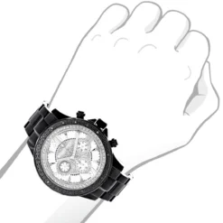 Luxurman Liberty Men's Real Diamond Watch 0.2ct Black -PNZ Watches Shop luxurman watches liberty mens real diamond watch 02ct black bod