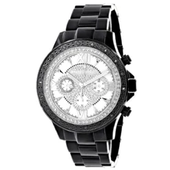 Luxurman Liberty Men's Real Diamond Watch 0.2ct Black