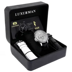 Luxurman Men's Black Diamond Watch 3ct -PNZ Watches Shop luxurman watches mens black diamond watch 3ct p 35268 box