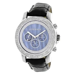 Luxurman Men's Diamond Watch 0.25ct Blue MOP