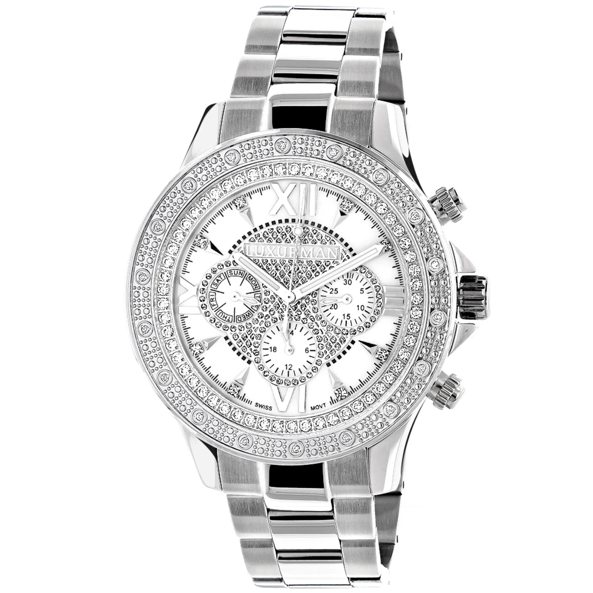 Luxurman Men's Diamond Watch 0.2ct White MOP 1 Luxurman Men's Diamond Watch 0.2ct White MOP