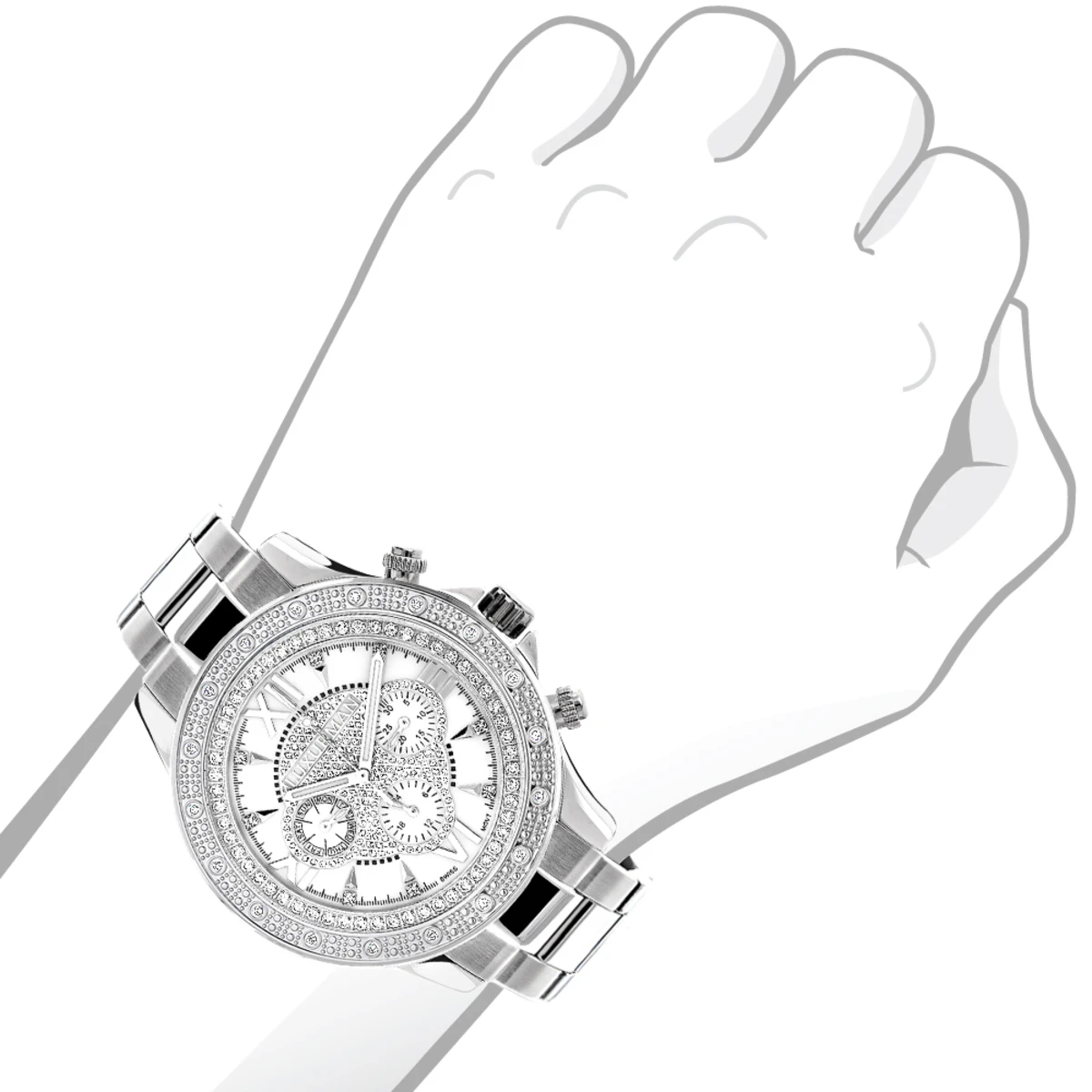 Luxurman Men's Diamond Watch 0.2ct White MOP 3 Luxurman Men's Diamond Watch 0.2ct White MOP - Image 3