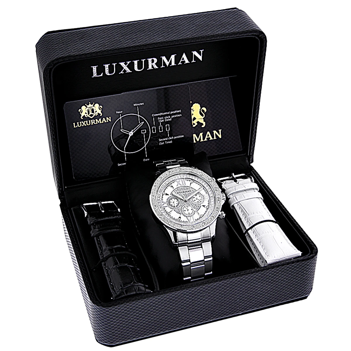 Luxurman Men's Diamond Watch 0.2ct White MOP 4 Luxurman Men's Diamond Watch 0.2ct White MOP - Image 4