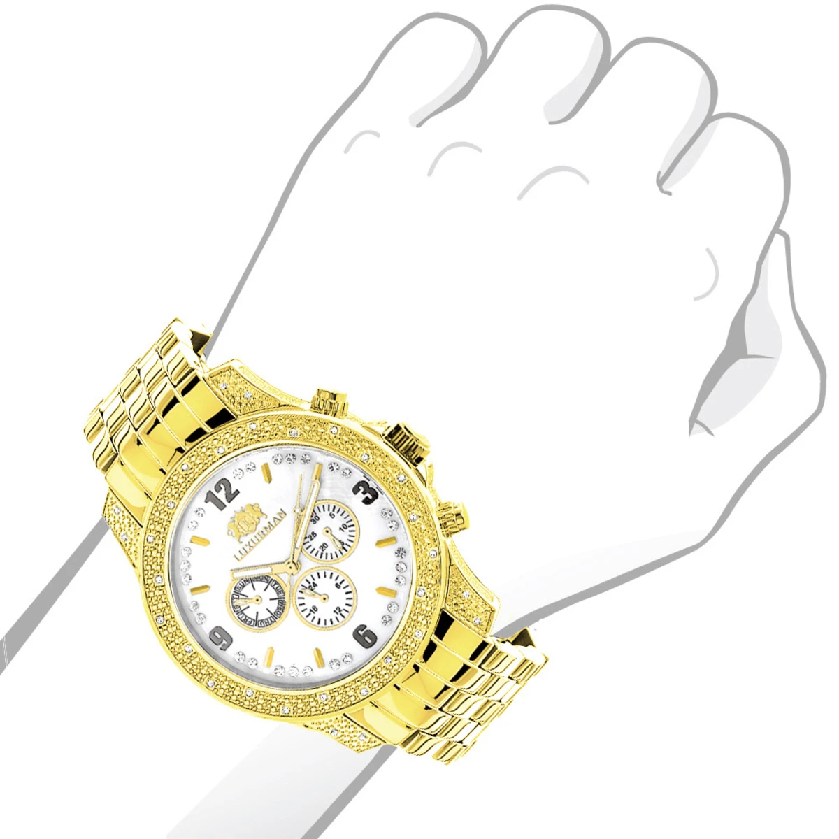 Luxurman Men's Yellow Gold Tone Diamond Watch 0.50ct 3 Luxurman Men's Yellow Gold Tone Diamond Watch 0.50ct - Image 3
