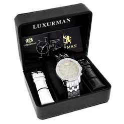 Luxurman Men's Diamond Wristwatch 0.25ct -PNZ Watches Shop luxurman watches mens diamond wristwatch 025ct p 9285box