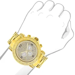 Luxurman Men's Oversized Diamond Watch 0.75ct Yellow Gold -PNZ Watches Shop luxurman watches mens oversized diamond watch 05ct yellow gold 3