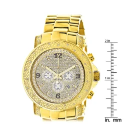 Luxurman Men's Oversized Diamond Watch 0.75ct Yellow Gold -PNZ Watches Shop luxurman watches mens oversized diamond watch 05ct yellow gold ruler