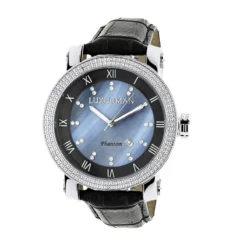 Luxurman Men's VS Diamond Watch .18ct Blue MOP