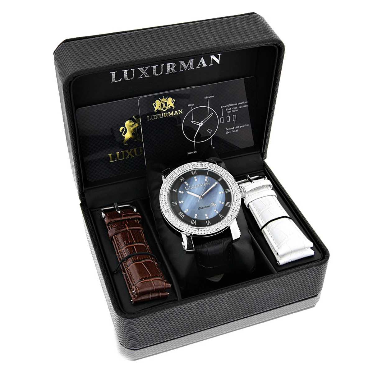 Luxurman Men's VS Diamond Watch .18ct Blue MOP 4 Luxurman Men's VS Diamond Watch .18ct Blue MOP - Image 4