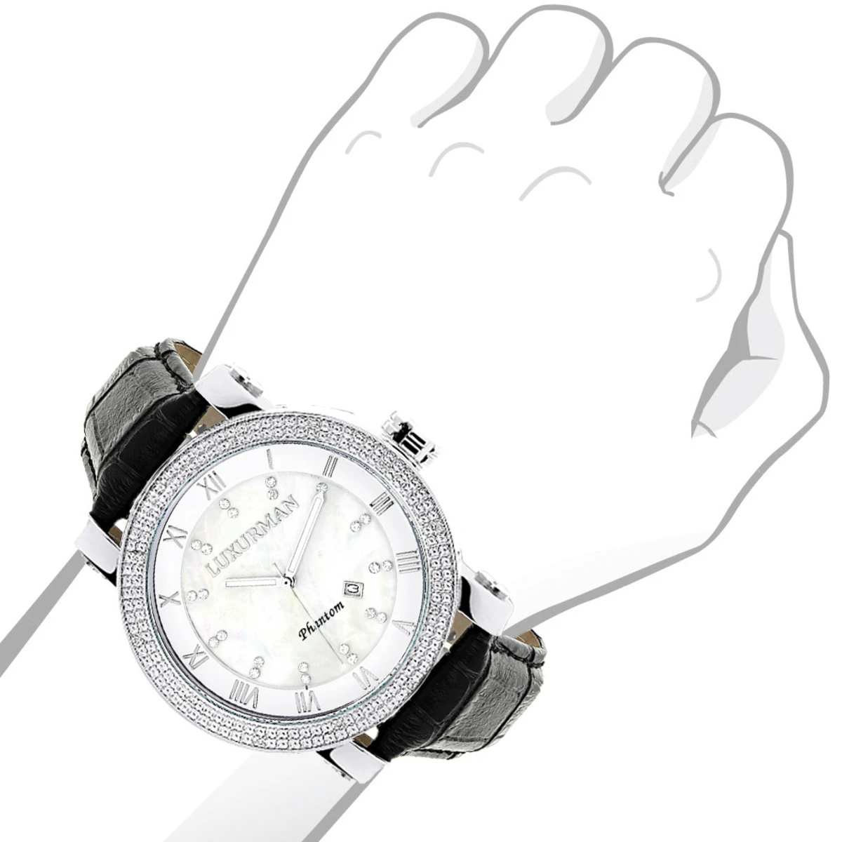Luxurman Men's VS Diamond Watch .18ct White MOP 3 Luxurman Men's VS Diamond Watch .18ct White MOP - Image 3