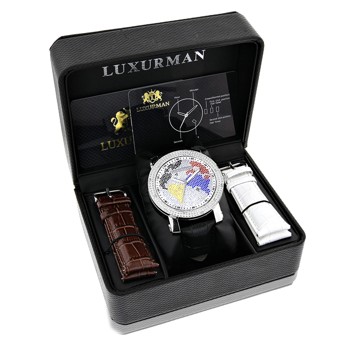 Luxurman Worldface Men's Diamond Watch 0.18ct 4 Luxurman Worldface Men's Diamond Watch 0.18ct - Image 4