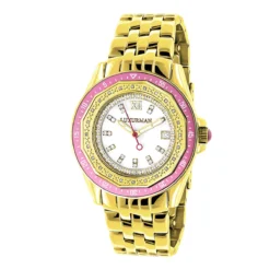 Luxurman Women's Diamond Watch 0.25ct Yellow Gold Pltd