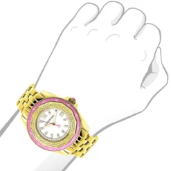 Luxurman Women's Diamond Watch 0.25ct Yellow Gold Pltd -PNZ Watches Shop luxurman womens diamond watch 025ct yellow gold pltd 3