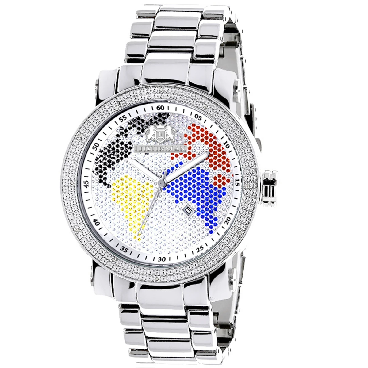 Luxurman World Map Men's Diamond Watch 0.12ct 1 Luxurman World Map Men's Diamond Watch 0.12ct