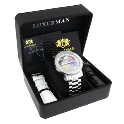 Luxurman World Map Men's Diamond Watch 0.12ct 8 Luxurman World Map Men's Diamond Watch 0.12ct -PNZ Watches Shop luxurman world map mens diamond watch 012ct p 8539box
