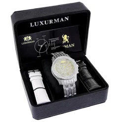 Luxurman Wrist Men's Diamond Watch 1.25ct 8 Luxurman Wrist Men's Diamond Watch 1.25ct -PNZ Watches Shop luxurman wrist watches mens diamond watch 125ct p 9284box