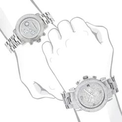 Matching His And Hers Luxurman Oversized Diamond Watch Set 0.55ct -PNZ Watches Shop matching his and hers watches luxurman oversized diamond watch set 055ct 3