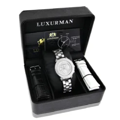 Matching His And Hers Luxurman Oversized Diamond Watch Set 0.55ct -PNZ Watches Shop matching his and hers watches luxurman oversized diamond watch set 055ct 4 1