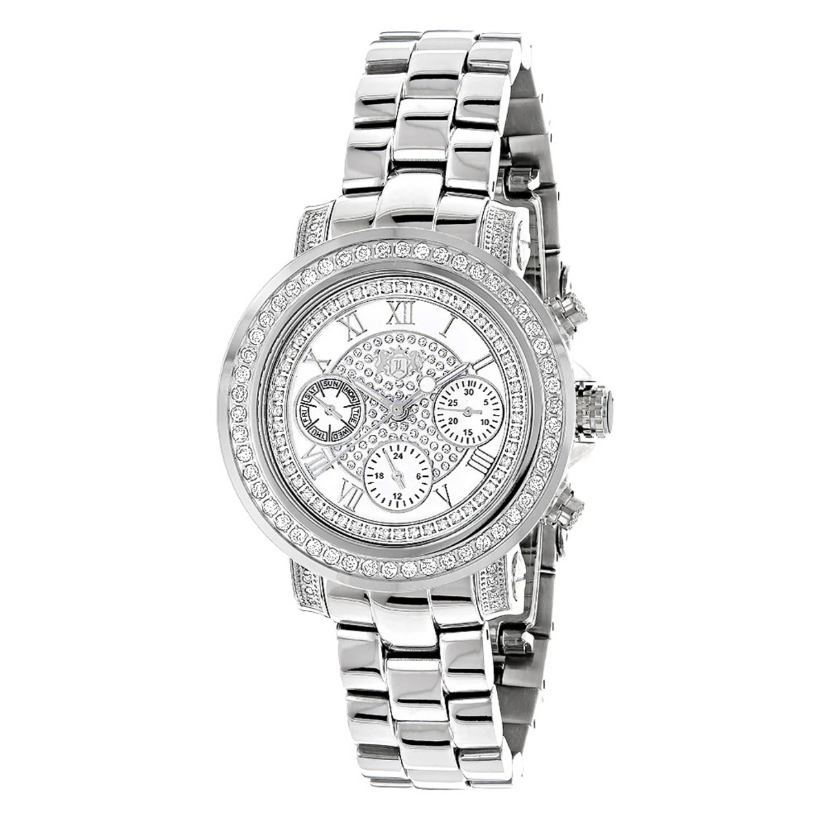 Men's And Ladies Diamond Luxuman Diamond Watch 2ct 1 Men's And Ladies Diamond Luxuman Diamond Watch 2ct
