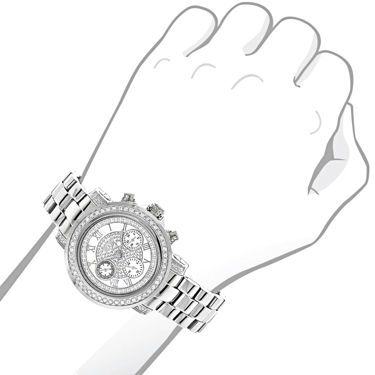 Men's And Ladies Diamond Luxuman Diamond Watch 2ct 3 Men's And Ladies Diamond Luxuman Diamond Watch 2ct - Image 3