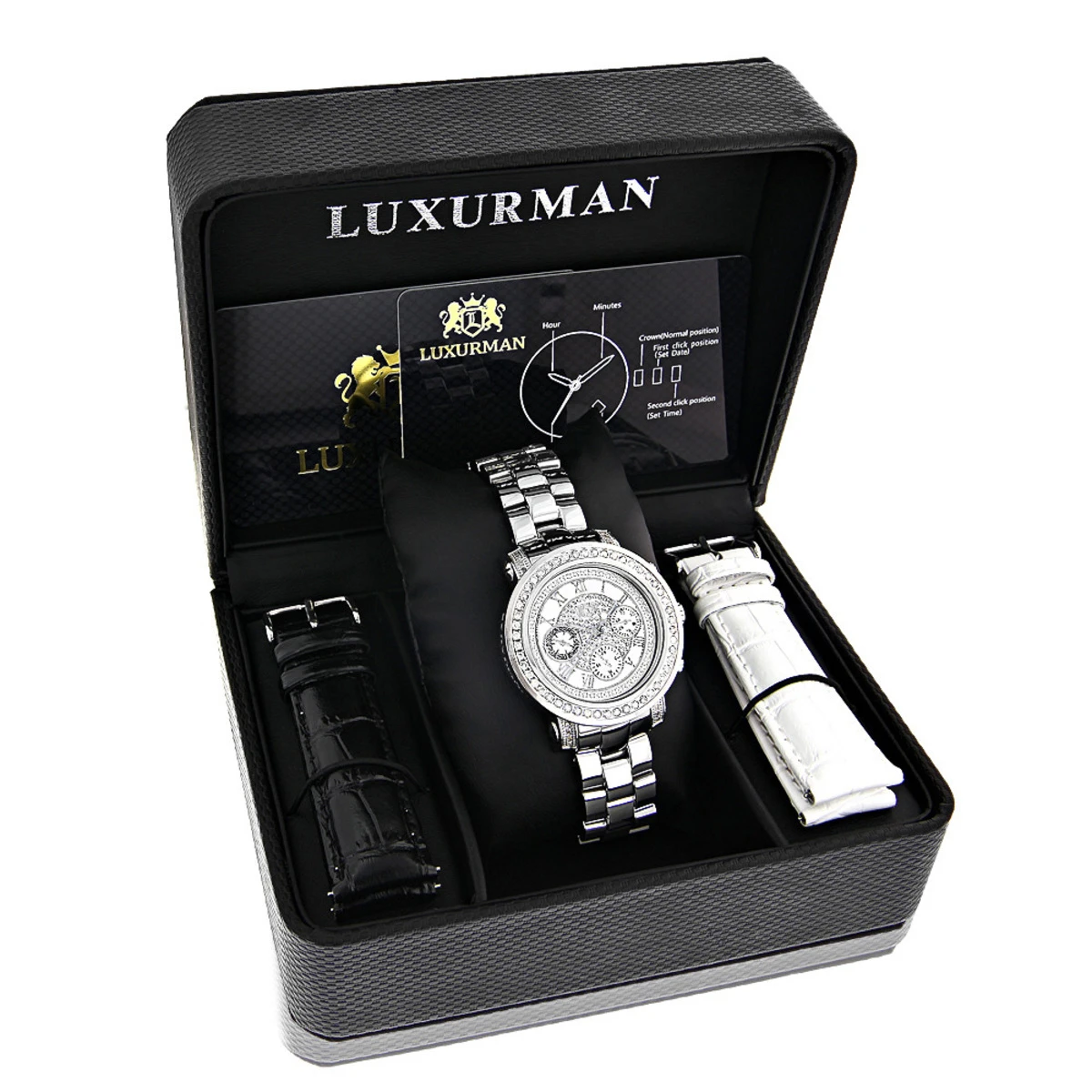 Men's And Ladies Diamond Luxuman Diamond Watch 2ct 4 Men's And Ladies Diamond Luxuman Diamond Watch 2ct - Image 4