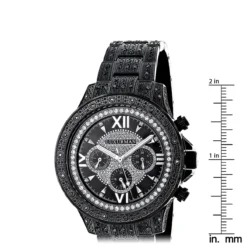 Men's Black Diamond Luxurman Watch 1.25ct Iced Out -PNZ Watches Shop mens black diamond luxurman watch 125ct iced out ruler