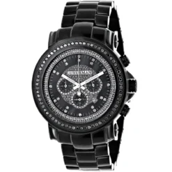 Men's Black Diamond Watch By Luxurman 3ct Chronograph Oversized