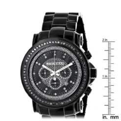 Men's Black Diamond Watch By Luxurman 3ct Chronograph Oversized -PNZ Watches Shop mens black diamond watch by luxurman 25ct black stainless steel ruler