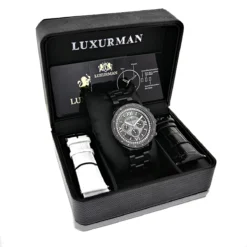 Men's Black Diamond Watch Luxurman 0.20ct Black Steel Band 8 Men's Black Diamond Watch Luxurman 0.20ct Black Steel Band -PNZ Watches Shop mens black diamond watch luxurman 020ct black steel band 4