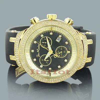 Men's Diamond Bezel Watch By Joe Rodeo: Master Model 2.20ct Yellow Gold Plated 2 Men's Diamond Bezel Watch By Joe Rodeo: Master Model 2.20ct Yellow Gold Plated - Image 2